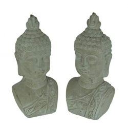 Three Hands Corp. Set of 2 Grey Stone Finish Cement Buddha