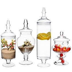 MyGift Large Classic Clear Glass Lid Apothecary Jars