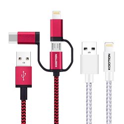 KOOTION MFI Certified 6ft 3-in-1 USB Charging Cable