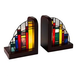 Battery Operated Lighted Stained Glass Bookends