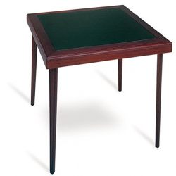 Cosco Folding Espresso Wood Table Square with Vinyl Inset