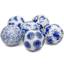 ORIENTAL FURNITURE 4" Blue & White Decorative Porcelain Ball