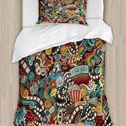 Ambesonne Doodle Duvet Cover Set Twin Size