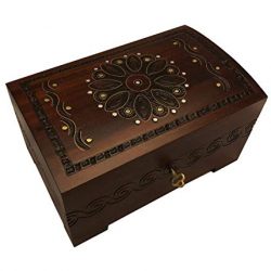 Large Wooden Chest Box w/Lock and Key Polish Handcrafted
