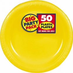 Big Party Pack Sunshine Yellow Plastic Plates | 10.25" | Pack of 50 | Party Supply