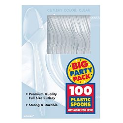 Amscan Plastic Spoons, Clear, 100 Per Package, One Size