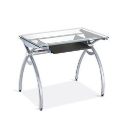 Contempo Clear Glass Top Computer Desk With Pull Out
