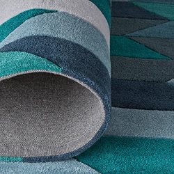 Rivet Geometric Color Blocking Rug, 4' x 6', Blue