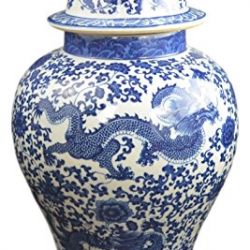 Festcool 20" Classic Blue and White Porcelain Dragon