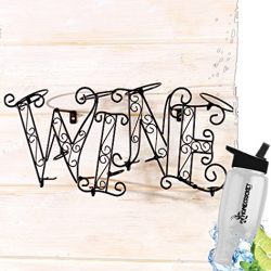 Gift Included- Wall Mounted Metal Wine Rack Kitchen Bar