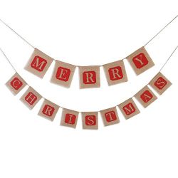 NUOLUX Merry Christmas Jute Burlap Banners