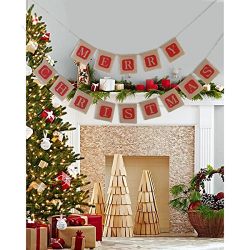 NUOLUX Merry Christmas Jute Burlap Banners