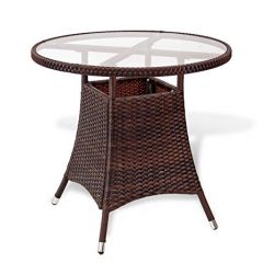 Patio Resin Outdoor Wicker Round 31.5 Inches Dining Table