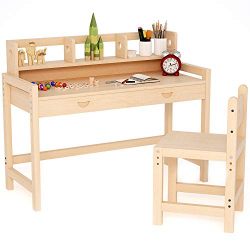 Tribesigns Unfinished Kids Study Desk and Chair Set