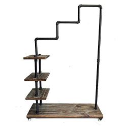 Diwhy Industrial Pipe Clothing Rack Pine Wood