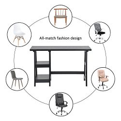 Computer Writing Desk Laptop Table Black Trestle Desk