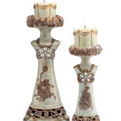 ORE International Vintage Rose Candleholder, Set of 2
