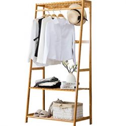 Ufine Garment Rack Bamboo Wood Entryway Clothes