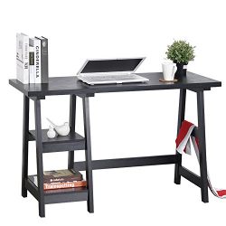 Computer Writing Desk Laptop Table Black Trestle Desk