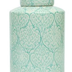 Creative Co-op Blue & White Decorative Ginger Jar with Lid
