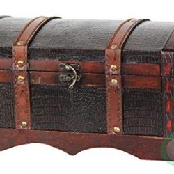 Vintiquewise(TM) Leather Wooden Chest/Trunk