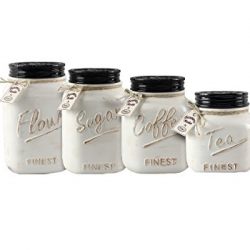 Young's 4 Piece Ceramic Country Canister Set, 10.75"