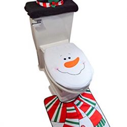 D-FantiX 3-Piece Snowman Santa Toilet Seat Cover