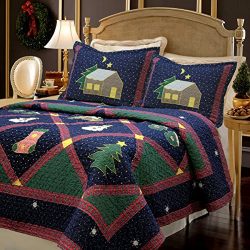 Christmas Night 3-piece Bedding Quilt Set with 2 Standard Sham