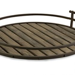IMAX Vermont Iron and Wood Tray - Round Tray for Serving