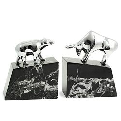 Silver Bull and Bear Bookends