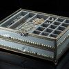 PuTwo Jewelry Boxes 22 Sections Metal Glass Jewelry