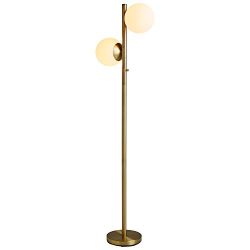 Rivet Retro Two-Orb Tree Lamp With Bulbs, 65"H