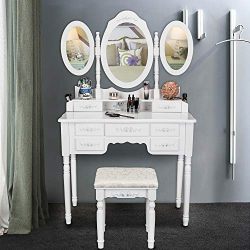 Bonnlo 7 Drawers Vanity Table Set for Girls