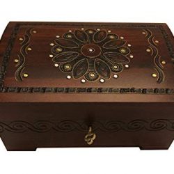 Large Flower and Holly Wood Jewelry Chest