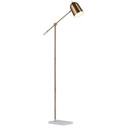 Rivet Avery Marble and Brass LED Floor Lamp, 63"H