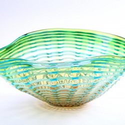 New 15" Hand Blown Glass Murano Art Style Bowl