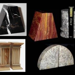 Khan Imports Large Black and Brown Marble Bookends