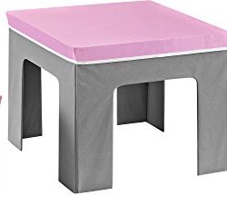 Cosco Jamie Folding Kids’ Table and Ottoman Set, Pink/Gray