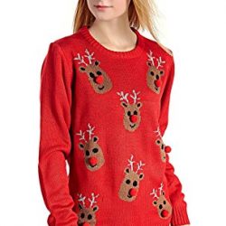 V28 Women's Christmas Reindeer Snowflakes Sweater