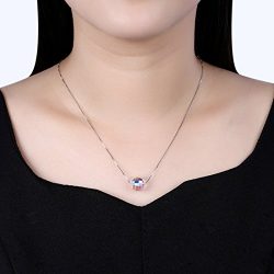 Aigemi Sterling Silver Crystal Pendant Necklace Fashion
