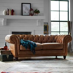 Stone & Beam Bradbury Chesterfield Modern Sofa, 79"W, Cognac