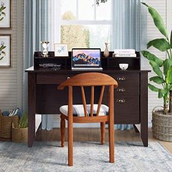 Tangkula Computer Desk Home Office Wood Frame