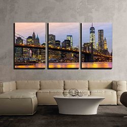 wall26 - 3 Piece Canvas Wall Art - Manhattan Skyline
