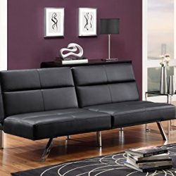 DHP Studio Convertible Futon Couch, Black Faux Leather