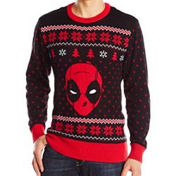 Marvel Men's Deadpool Sweater,Black/Red,XX-Large