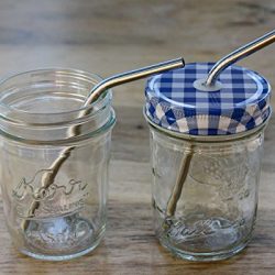 Short Thin Bent Stainless Steel Straws for Cocktail Glasses