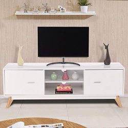 Tangkula Modern TV Stand Wood Storage Console Entertainment