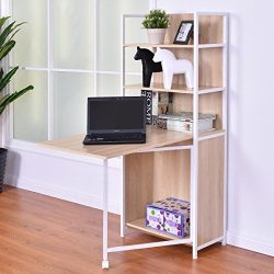 Tangkula Convertible Desk Wood Folding Cabinet