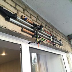 Horizontal fishing rod storage rack set, ideal for organizing fishing rods on the wall, with easy installation and space-saving design. 