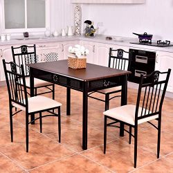 Tangkula 5 Piece Dining Table and Chairs Set